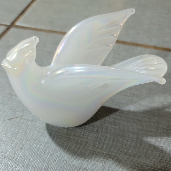 Vintage Silvestri Blown Glass Bird Figurine Iridescent Opalescent Paperweight - Picture 3 of 4